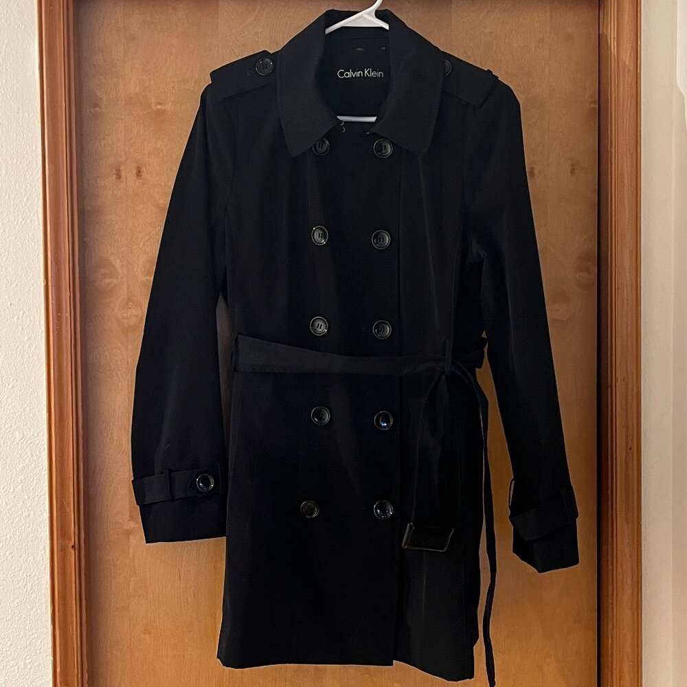 Calvin Klein Black Water-Resistant Trench (Fits women's size Small)